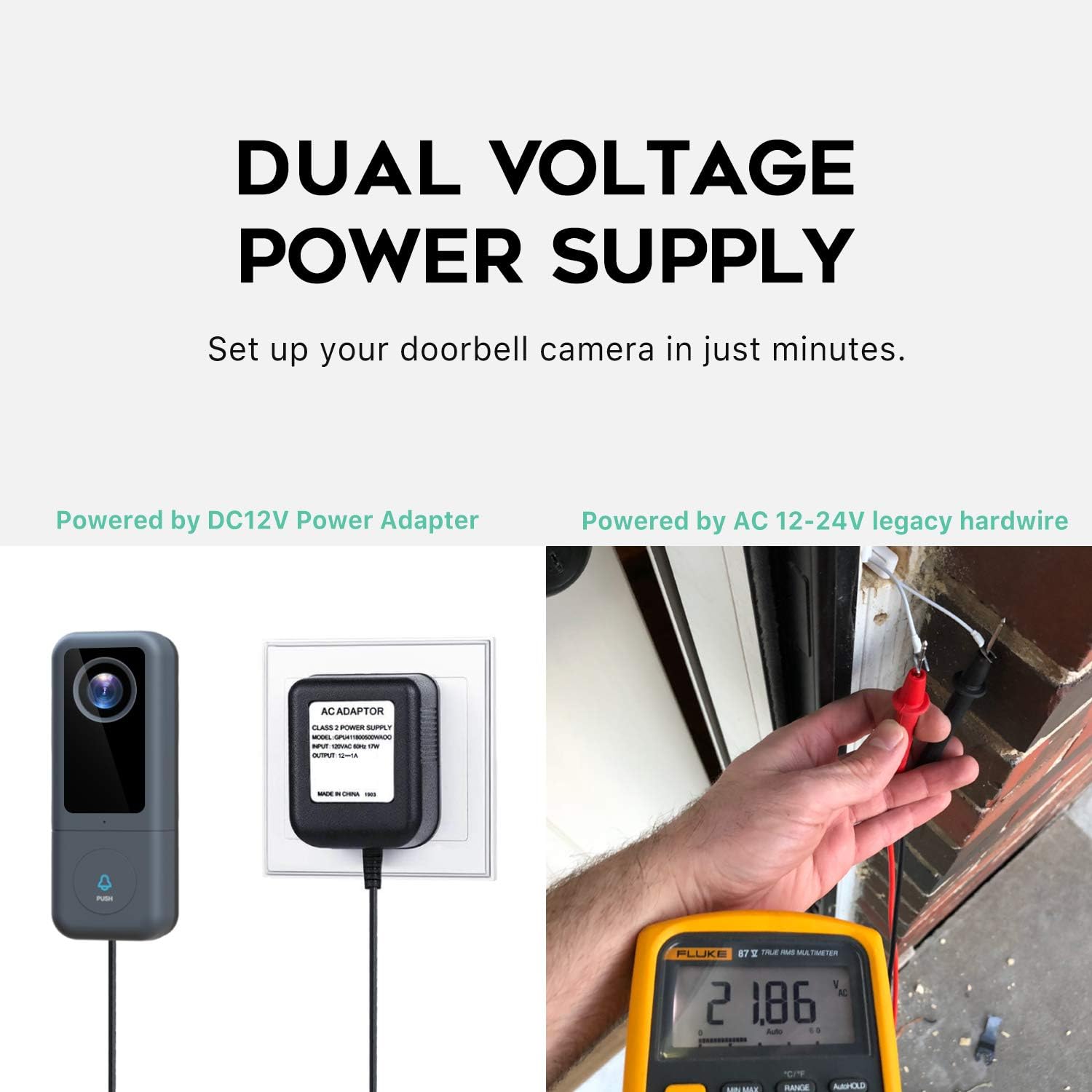 WiFi Video Doorbell Camera, XTU (Wired) Doorbell Camera with Chime, 2K Ultra HD, 2-Way Audio, Night Vision, Easy Installation, Motion Detection (existing doorbell Wiring Required)