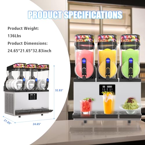 AnyDoor Commercial Slushie Machine - Commercial 110V Slushy Maker Machine 304 Stainless Steel Margarita Machine Efficient Cooling The Ideal Slush Machine for Bars Cafes Restaurants