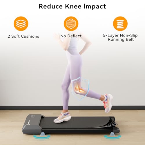 Superun Walking Pad Treadmill,Under Desk Treadmills for Home & Office,Portable 2.5 HP Treadmill with Remote Control&Smart Motion APP,300 Lbs Capacity