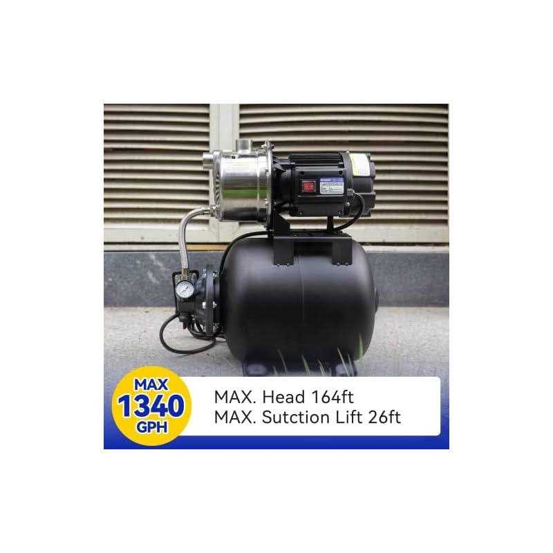 Acquaer 1.6HP Shallow Well Pump with Pressure Tank Stainless Steel 1320GPH 115V Irrigation Pump - Shop Hardware Tools Online Store
