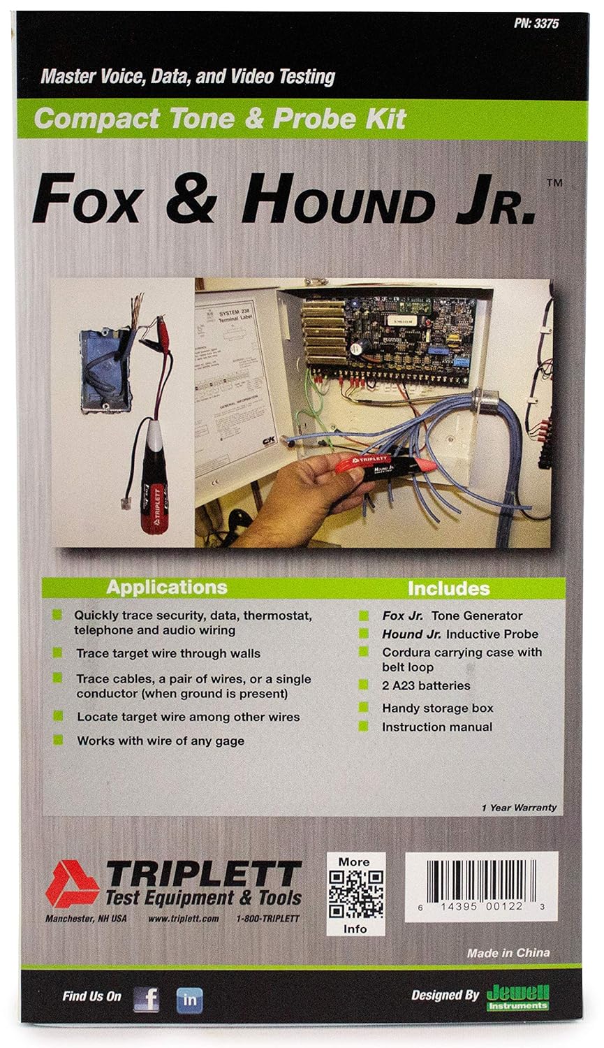 Triplett Fox & Hound Premium Tone and Probe Wire Tracing Kit Generates Multiple Tones with Adjustable Sensitivity for Electrical Wire, LAN Cable, Telephone, and More (3399)