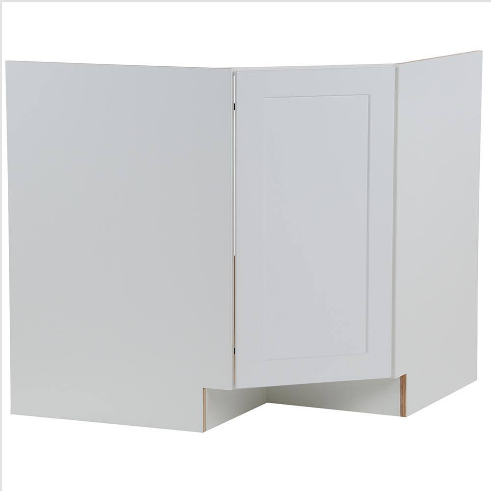 Hampton Bay Cambridge Shaker Ready to Assemble 36x34.5x24.5 in. Corner Sink Base Cabinet w/ 1 Soft Close Door in White