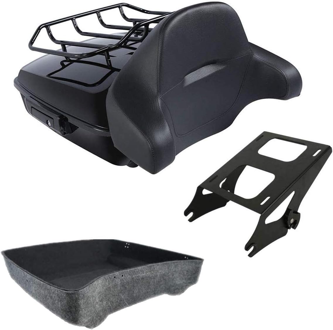 TCMT 10.7" Tour Pack Trunk W/Backrest Pad Mounting Rack For Harley Road King Glide 2014-2022