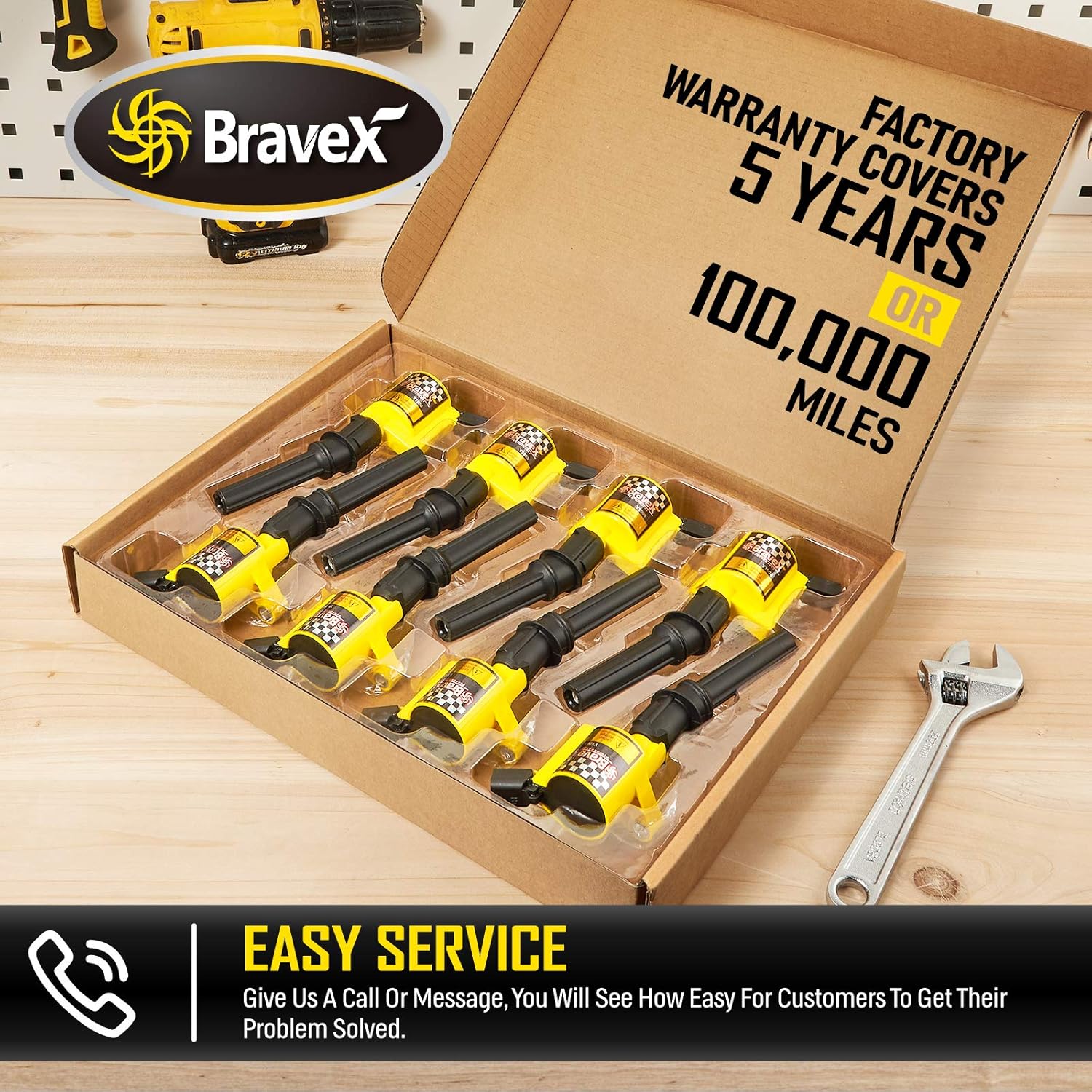 High Performance Ignition Coil 8 Pack --Upgrade 15% More Energy For Ford F-150 F-250 F-350 4.6L 5.4L V8 CROWN VICTORIA EXPEDITION MUSTANG LINCOLN MERCURY Compatible & DG508 DG457 DG472 DG491 (YELLOW) Pack of 2