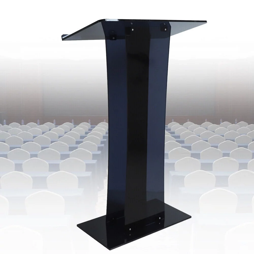 ZhdnBhnos Black Acrylic Podium Podium Stand Clear Podium Lectern Plexiglass Pulpit Presentation Table Reception Stand For Conference School Church