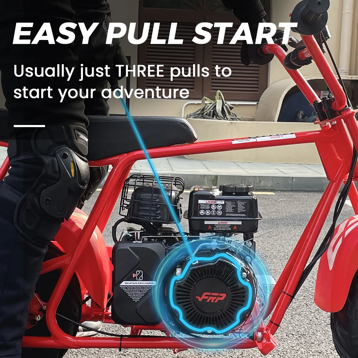 FRP GMB100 Mini Bike, 99CC 4-Stroke Mini Bikes for Adults, Gas Powered Mini Dirt Bike, Off-Road Motorcycle W/LED Headlight and Neck Gaiter, Up to 28 Mph, Weight Support Up to 220 LBS - Curated Treasures Market