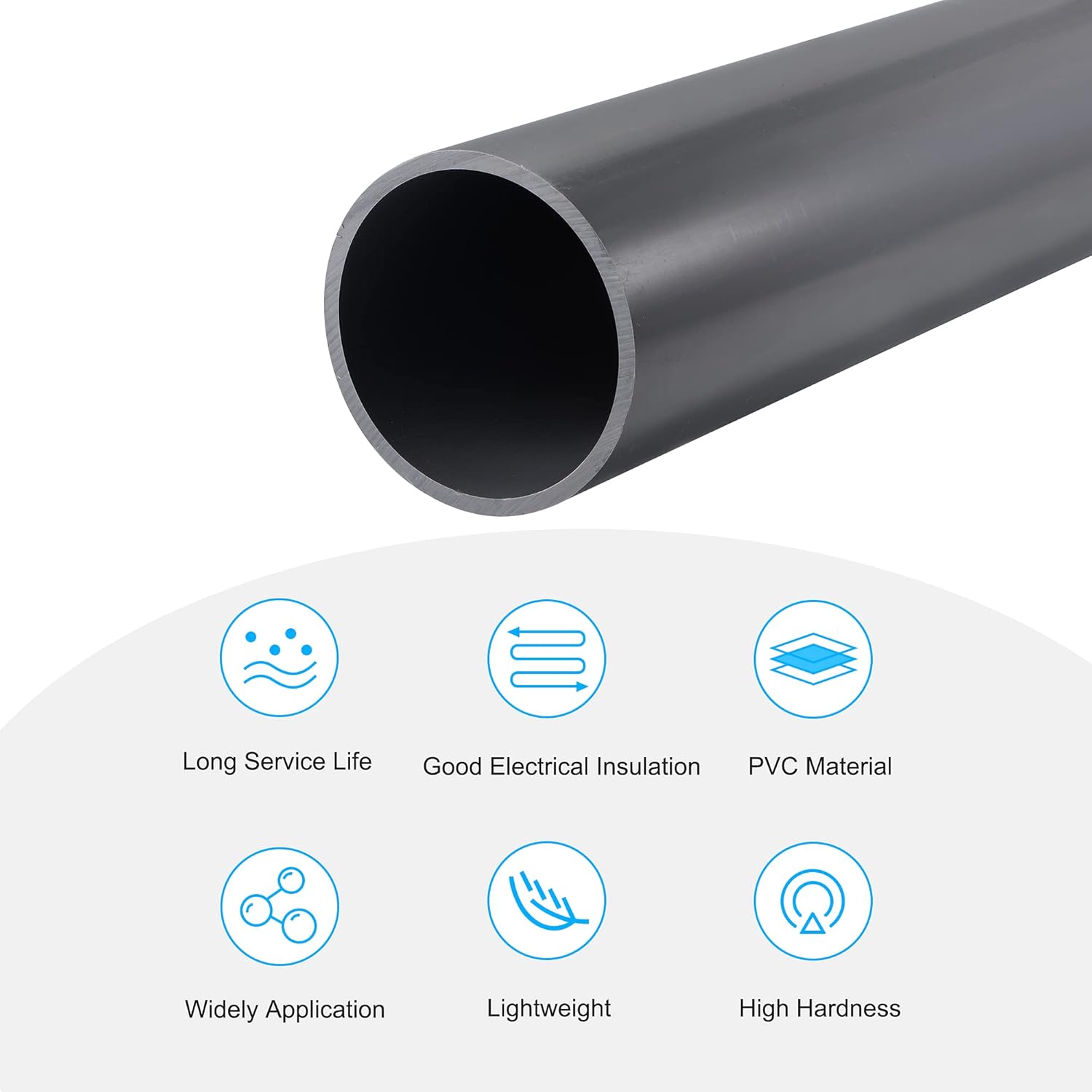 MECCANIXITY PVC Rigid Round Pipe 81.4mm ID 90mm OD 330mm Light Grey High Impact for Water Pipe,Crafts,Cable Sleeve