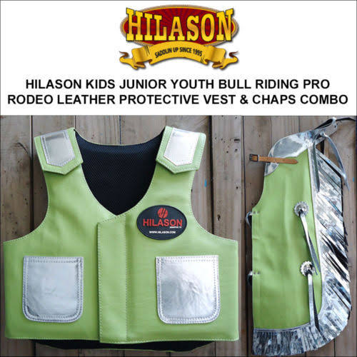 Hilason Kids Junior Youth Bull Riding Pro Rodeo Leather Protective Vest Chaps