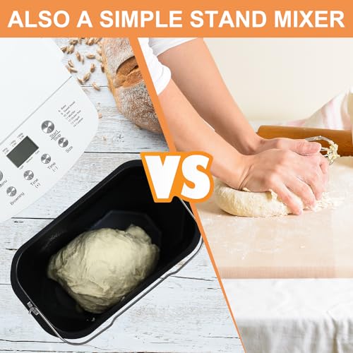 Patioer Bread Maker Machine, 3 LB Automatic Breadmaker with Gluten Free Setting, Dual Paddle, Digital Programmable, 3 Crust Colors, 3 Loaf Sizes