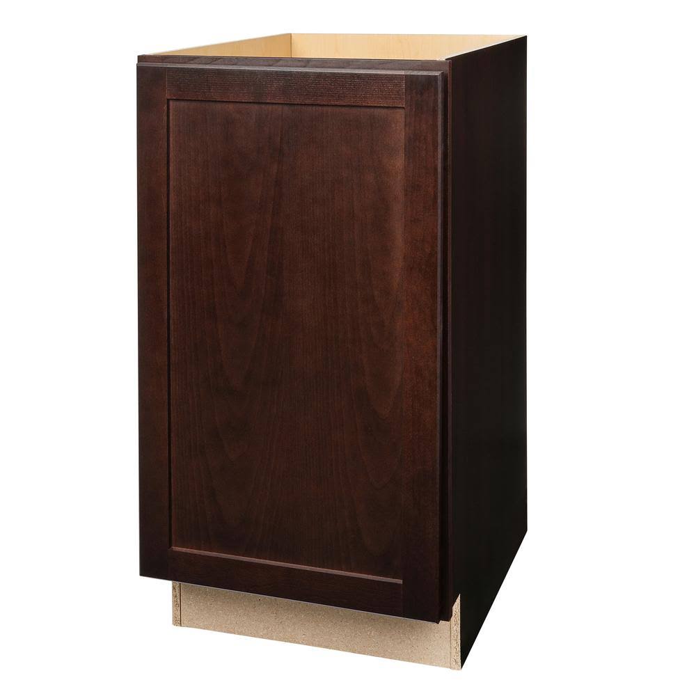 Hampton Bay Shaker 18x34.5x24 in. Pull Out Trash Can Base Kitchen Cabinet in Java (Assembled)