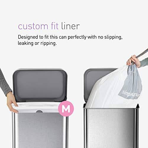 simplehuman 45 LITER Rectangular Kitchen Step Soft-Close, Brushed Stainless Steel with Plastic Lid Hands-Free Trash Can