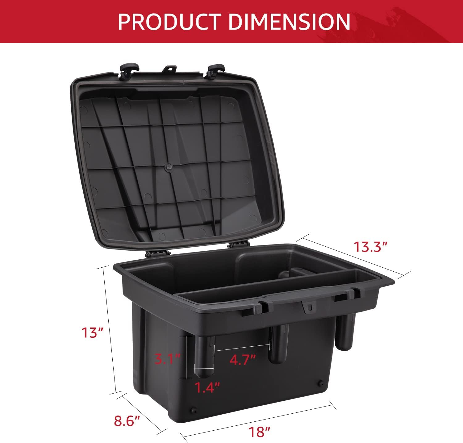 HAKA TOUGH Ranger Storage Box, Ranger Bed Trunk Cargo Tool Box Compatible with 2009+ Polaris Ranger Crew Ranger XP General 1000 Cfmoto Uforce 500/800 Accessories