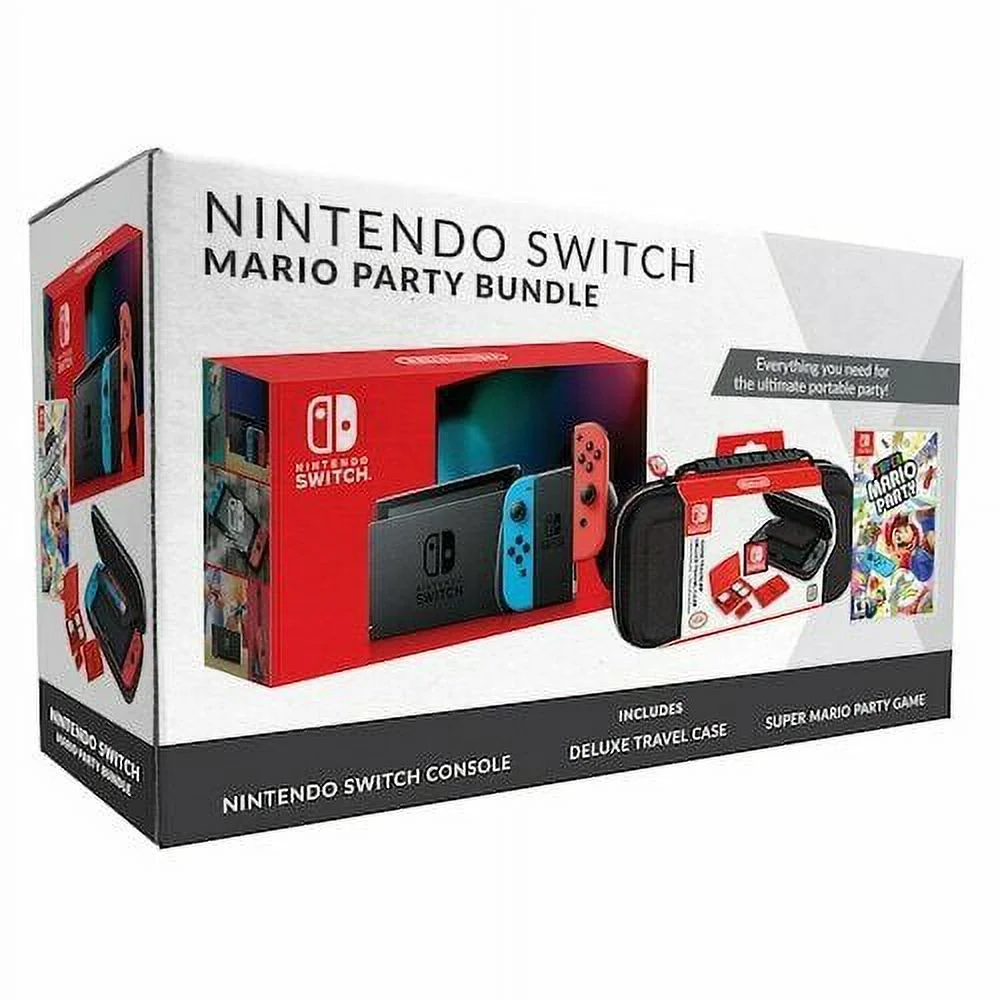 Nintendo Switch Red/Blue Console Bundle with Mario Party & Travel Case - Curated Treasures Market