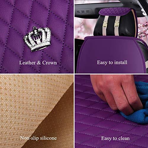 Purple Car Seat Cover Full Set Leather Auto Seat Covers 9pcs Front u0026 Rear Seat Covers with AIRBAG Compatible Universal Fit M
