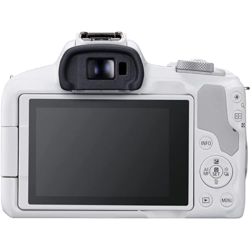 Canon EOS R50 Mirrorless Camera (White) with RF-S 18-45mm F4.5-6.3 is STM Lens 5812C012 Bundle with Deco Gear Photography Bag + 2 x Battery + 2 x 64GB Memory Cards + Accessories Kit