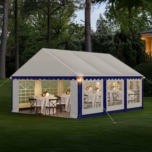 GREEN PARTY 20x40FT Party Tent Heavy Duty, Large Wedding Event Shelters with 7 Carry Bags & Removable Sidewalls, Outdoor Canopy Gazebo Commercial Tents for Parties Carport Camping Garden Patio
