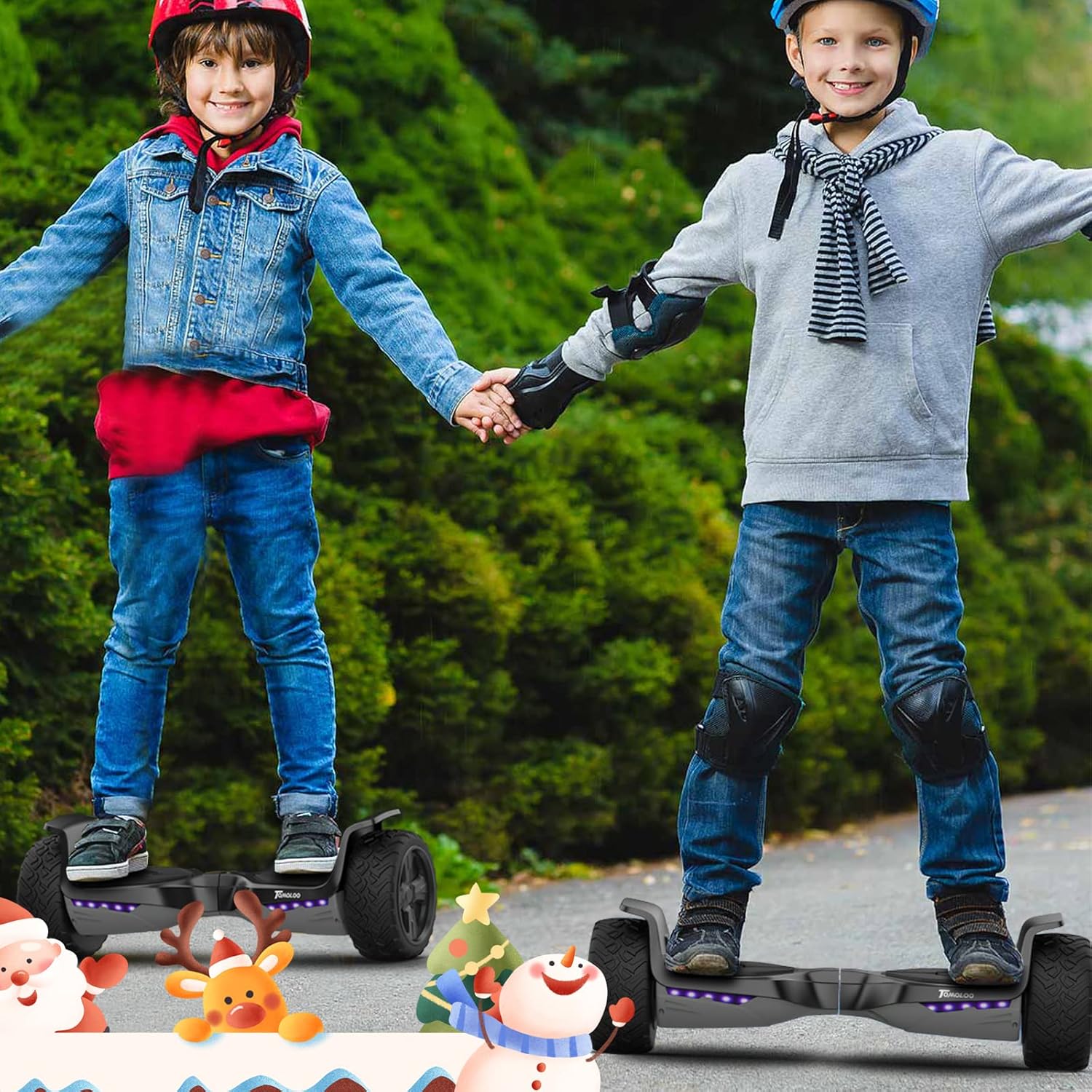 TOMOLOO Hoverboard Offroad All Terrain 8.5 for Kids Hover Board Music-Rhythmed Two-Wheel Self Balancing Adults Huverboard with Bluetooth Speakers and Lights UL2272 Certified and App-Enabled