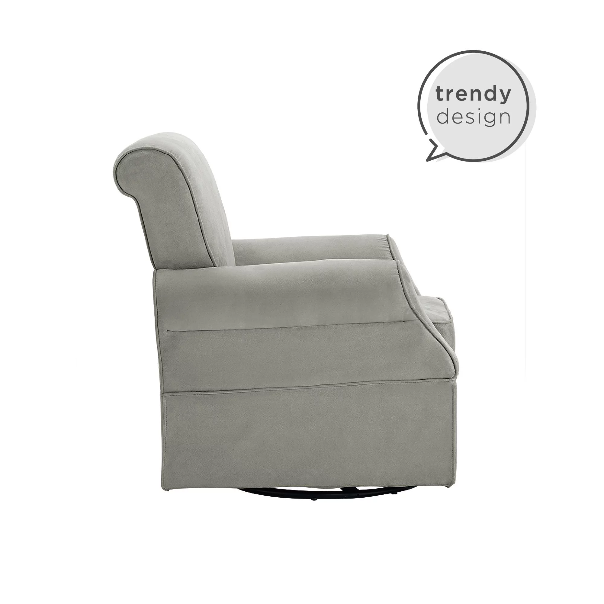 Baby Relax Kelcie Swivel Glider Chair & Ottoman Nursery Set, Gray Microfiber