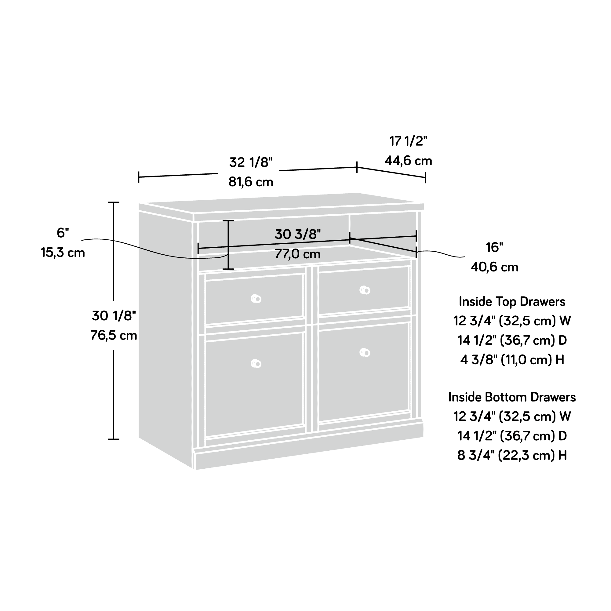 Sauder Craft Pro 4 Drawer Storage Cabinet in White