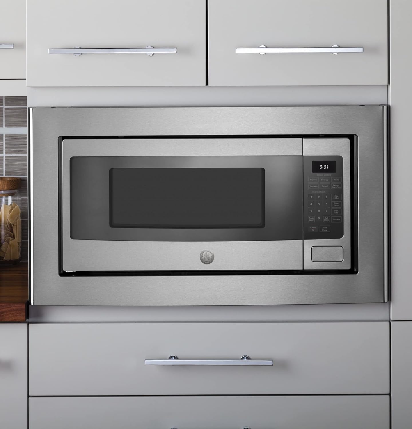 GE PEM31DFWW Profile 1.1 Cu. Ft. White Countertop Microwave