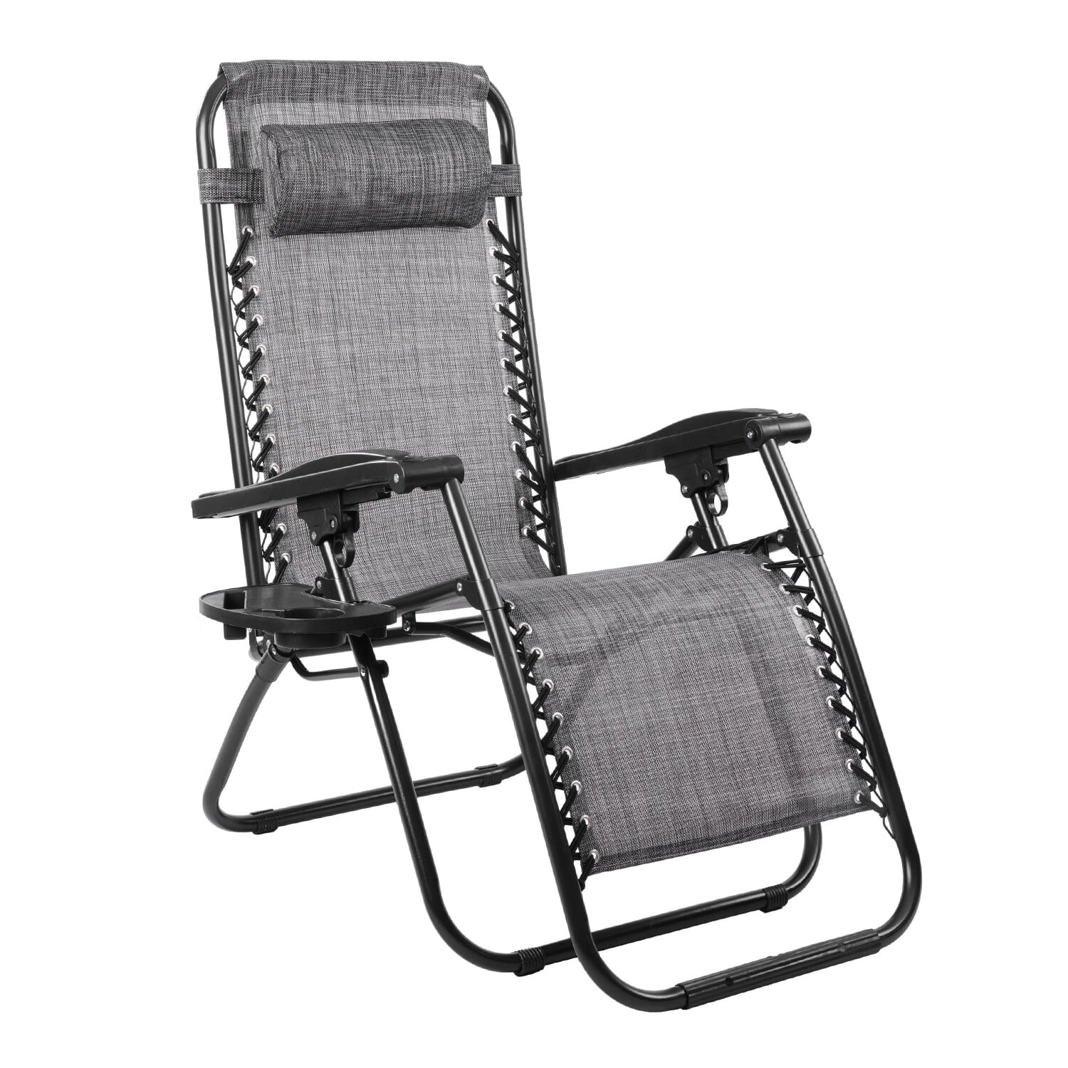 AmazingForLess Zero Gravity Chair Outdoor Lounge Chairs Adjustable Mesh Recline Chair with Pillow and Cup Holder,Grey - Curated Treasures Market