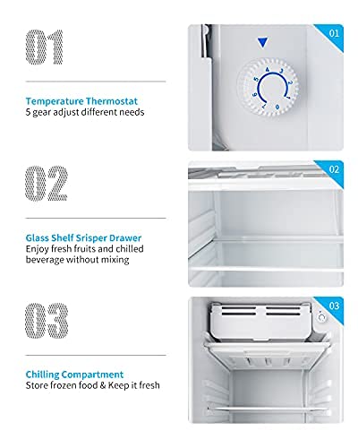 3.2 Cu.Ft Single Door Mini Fridge, Compact Refrigerator Mini Refrigerator Small Drink Food Storage Machine for Dorm, Camper, Basement or Office
