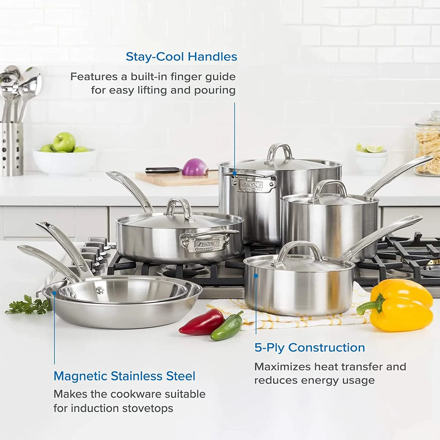 Viking Professional 5-Ply Stainless Steel Cookware Set  10 Piece