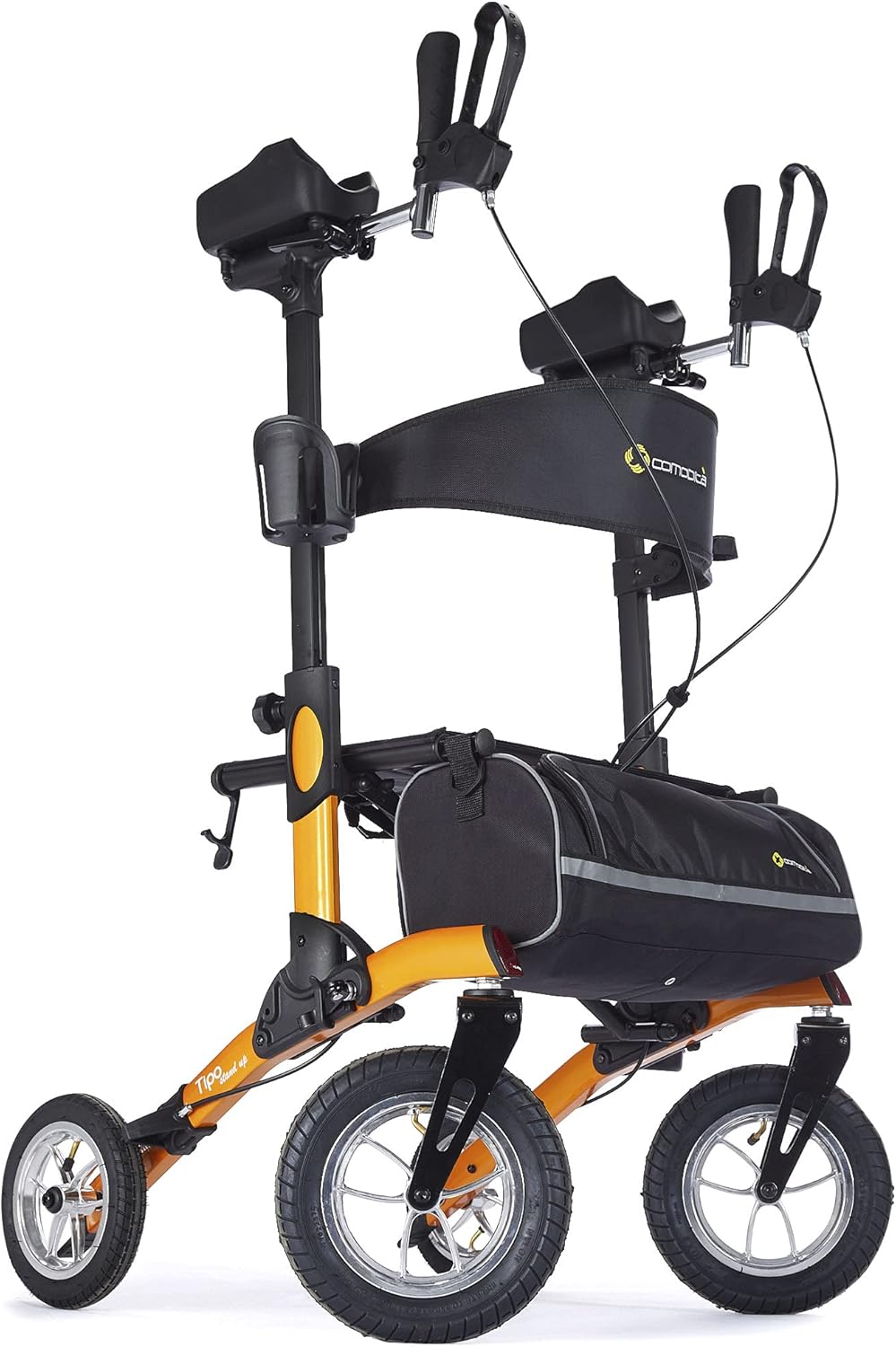 Comodita Tipo Stand Up All Terrain Rollator Walker with Double Fold Action, Pneumatic Tires, Metallic Graphite