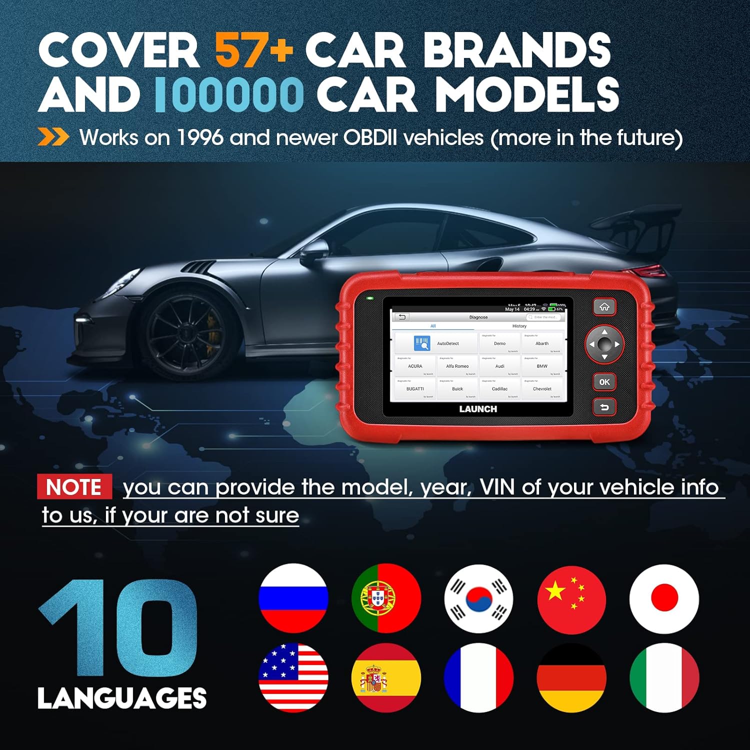 2022 Newest LAUNCH OBD2 Scanner CRP123X Elite Scan Tool, Car Diagnostic Scanner for ABS SRS Transmission Engine with AUTO VIN, Lifetime WiFi Free Update, Battery Test,Android 7.0, 5''Touch Screen