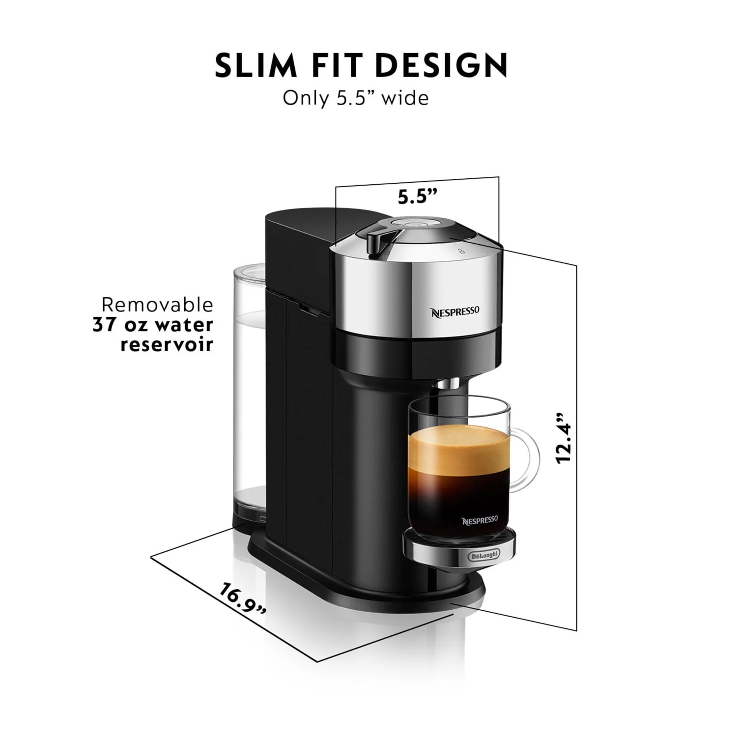 Nespresso Vertuo Next Coffee and Espresso Maker by DeLonghi, Dark Gray