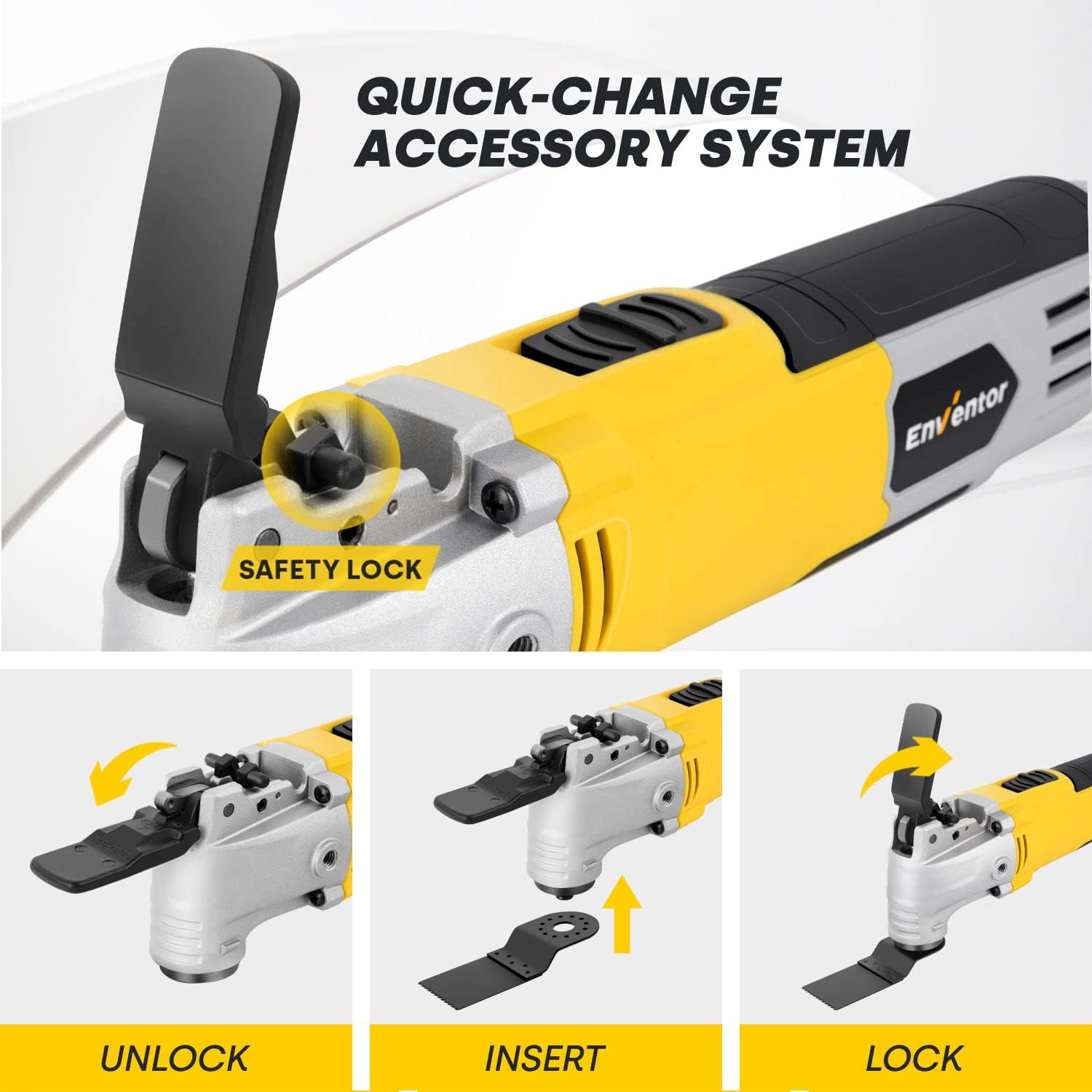 Oscillating Tool, ENVENTOR 2.5-Amp Oscillating Multitool With 6 Variable Speeds & 3&deg; Oscillating Angle and 28pcs Oscillating Saw Accessories and Carrying Bag