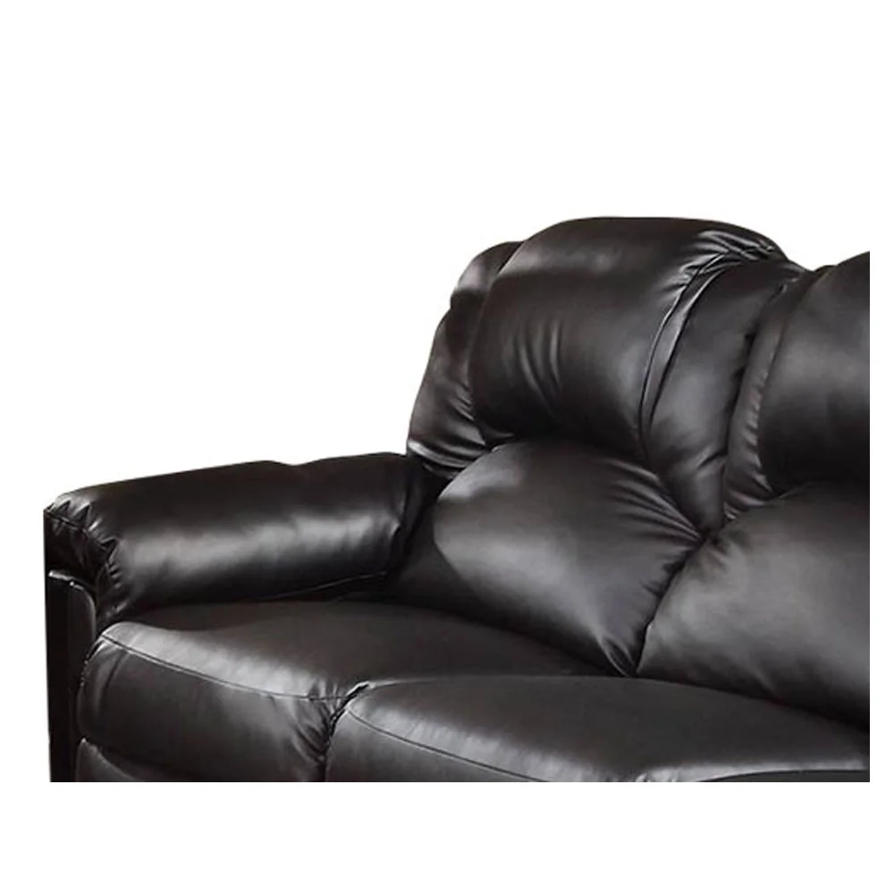 3 Seats Bonded Leather Manual Motion Reclining Sofa in Black
