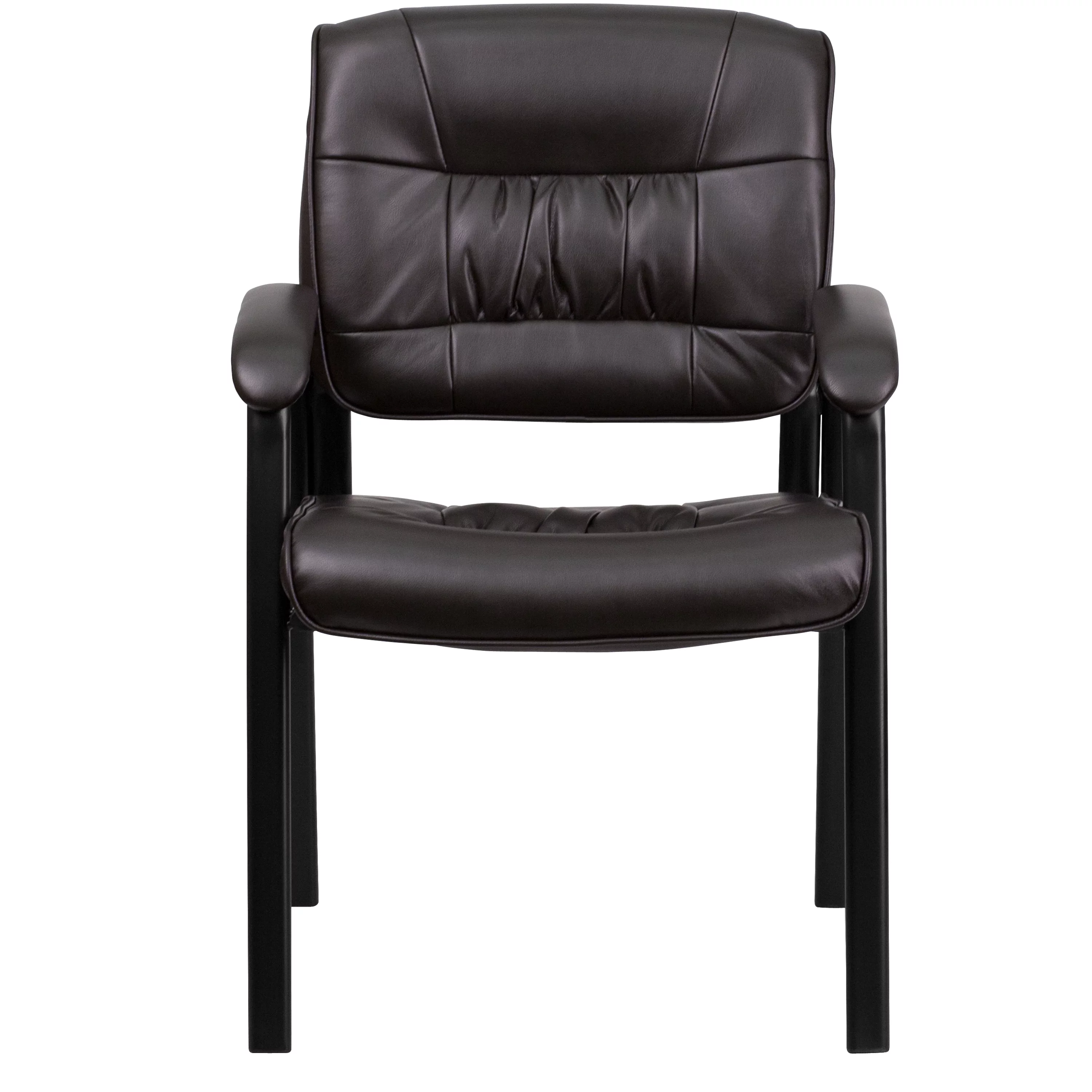 BizChair Brown LeatherSoft Executive Side Reception Chair with Black Metal Frame