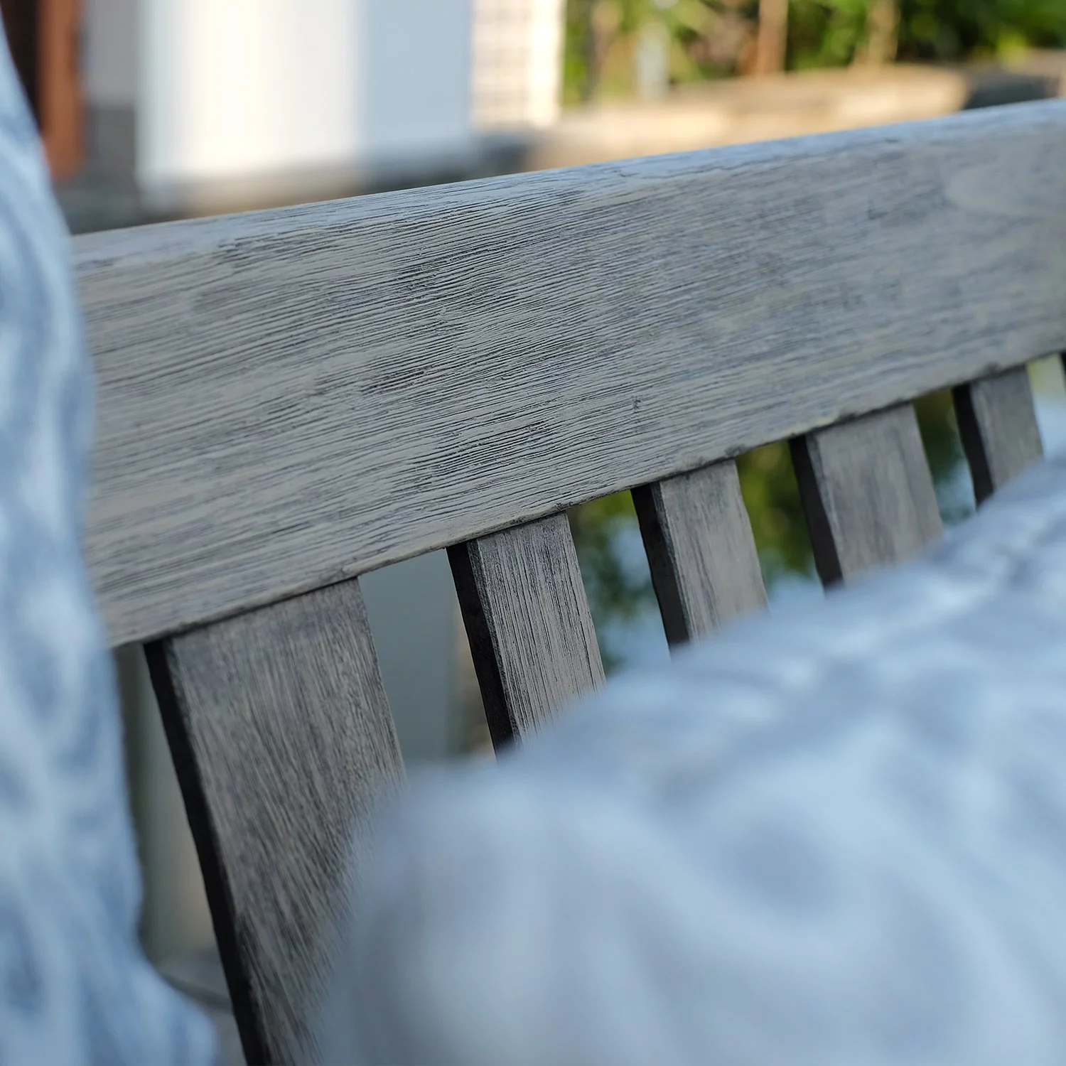 Alston Wood Outdoor Sofa Daybed with Blue Spruce Cushion