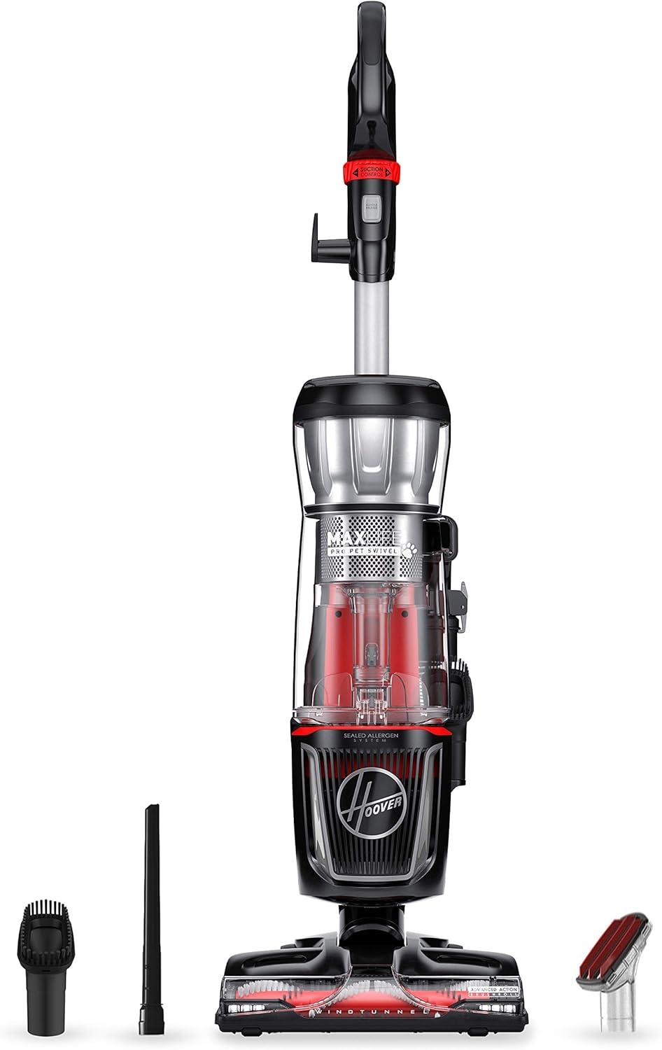 Hoover MAXLife Pro Pet Swivel Bagless Upright Vacuum Cleaner, HEPA Media Filtration, For Carpet and Hard Floor, UH74220PC, Black