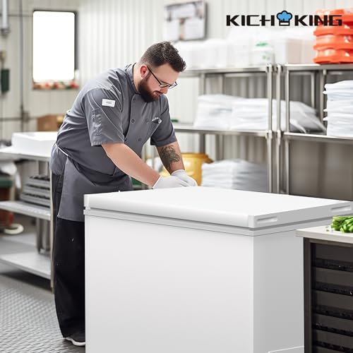 KICHKING Chest Freezer Deep Freezer Adjustable Temperature with Removable Basket Top Open Door Freezer Compact