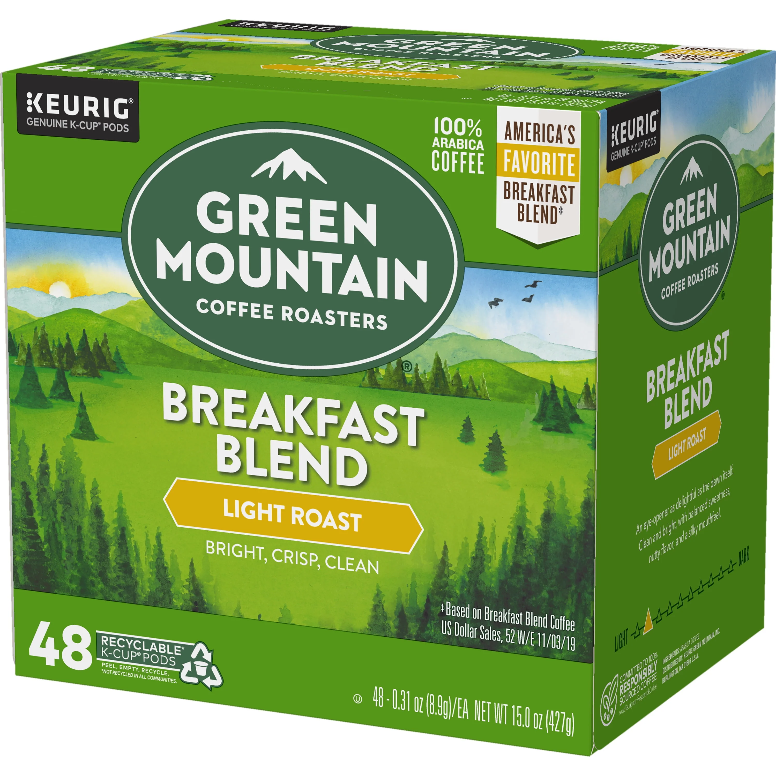Green Mountain Coffee Roasters, Breakfast Blend Light Roast K-Cup Coffee Pods, 48 Count