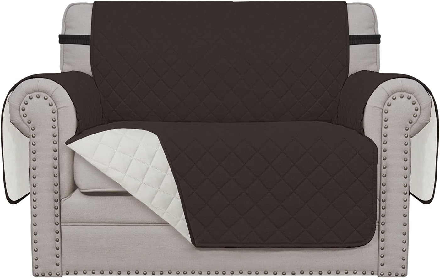 Easy-Going Sofa Slipcover Reversible Sofa Cover Water Resistant Couch Cover with Foam Sticks Elastic Straps Furniture Protector for Pets Kids Children Dog Cat (Sofa, Darkgray/Beige)