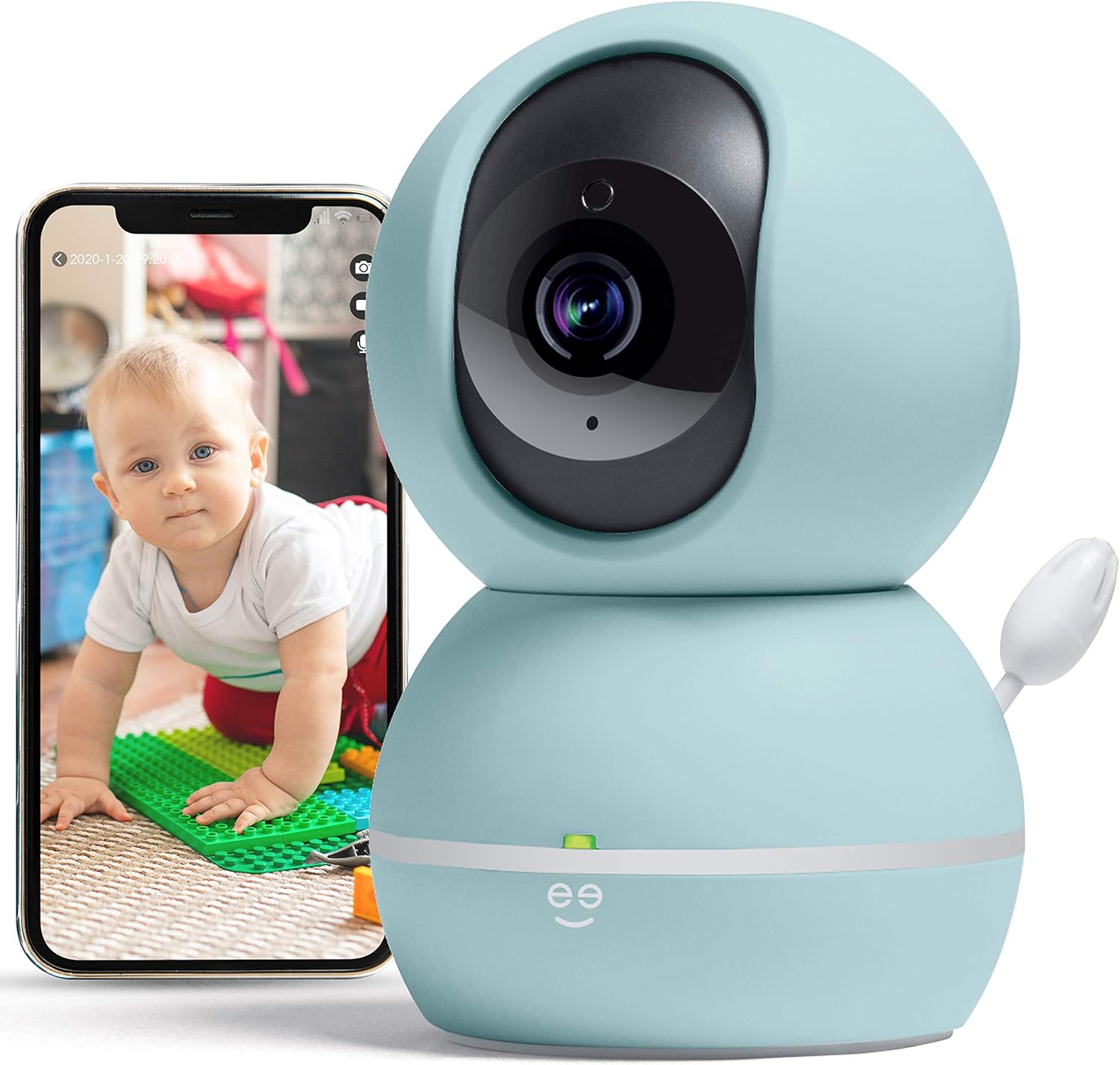 Geeni Smart Home Pet and Baby Monitor with Camera, 1080p Wireless WiFi Camera with Motion and Sound Alert (White)