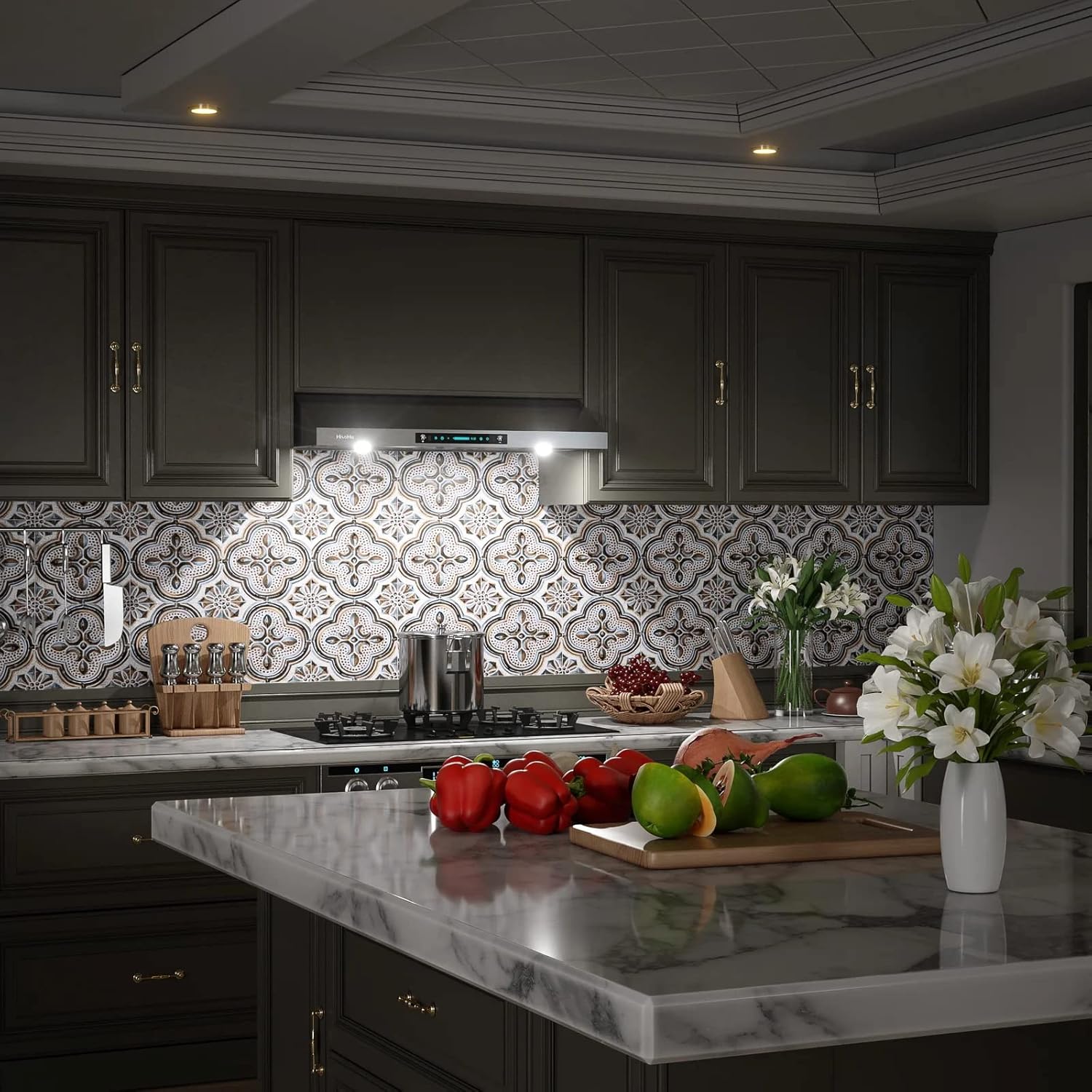 36 Inch Under Cabinet Range Hood with 900-CFM, 4 Speed Gesture Sensing&Touch Control Panel, Stainless Steel Kitchen Vent