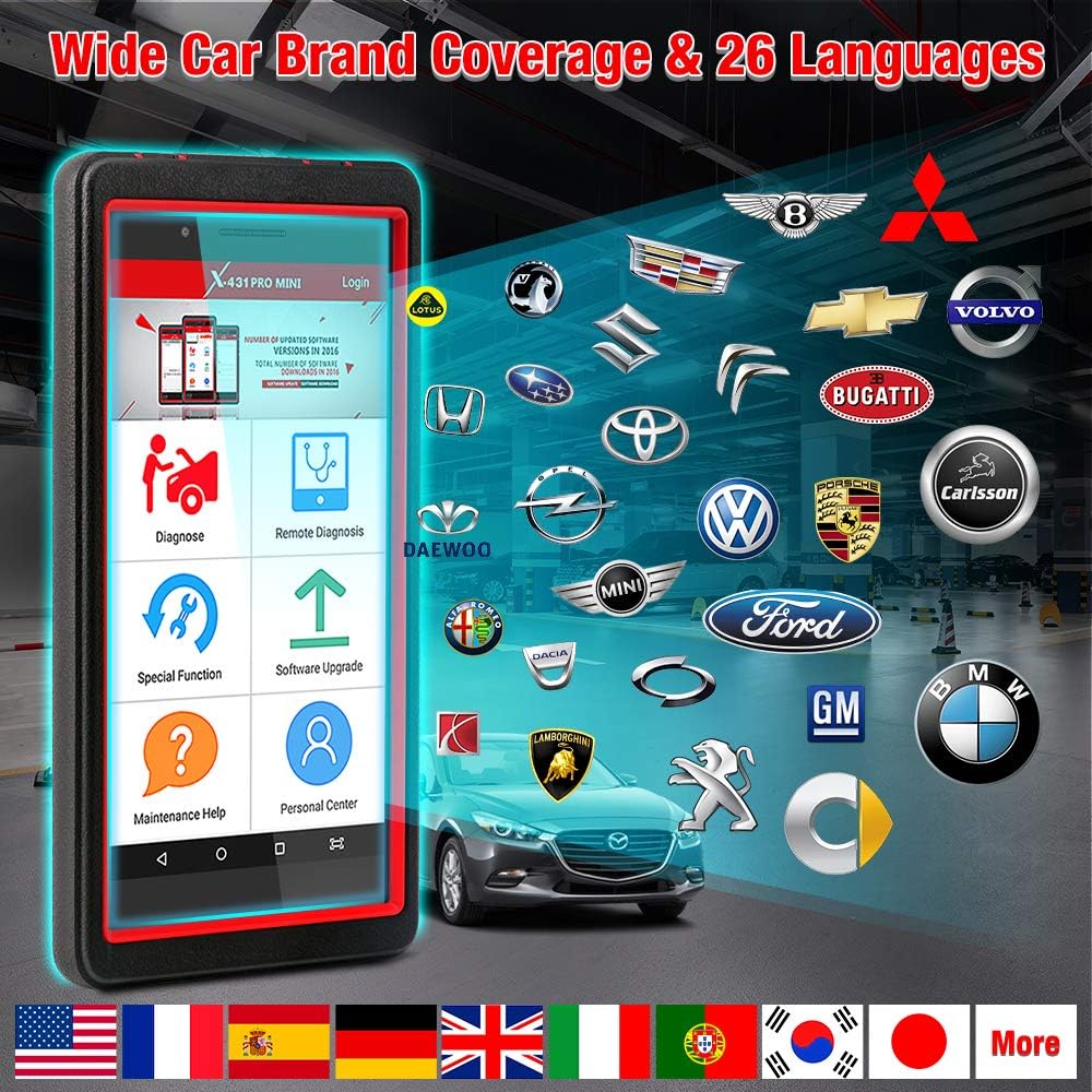 LAUNCH X431 PRO Mini Bi-Directional Scan Tool Full System Scanner,Key Program,31+Service,Variant Coding, Active Test,AutoAuth for FCA SGW,Full Connector Kits, Free Update &Gift [2022 New]