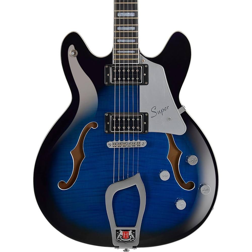 Hagstrom Super Viking Flame Maple Electric Guitar Dark Baltic Sea 190839657855