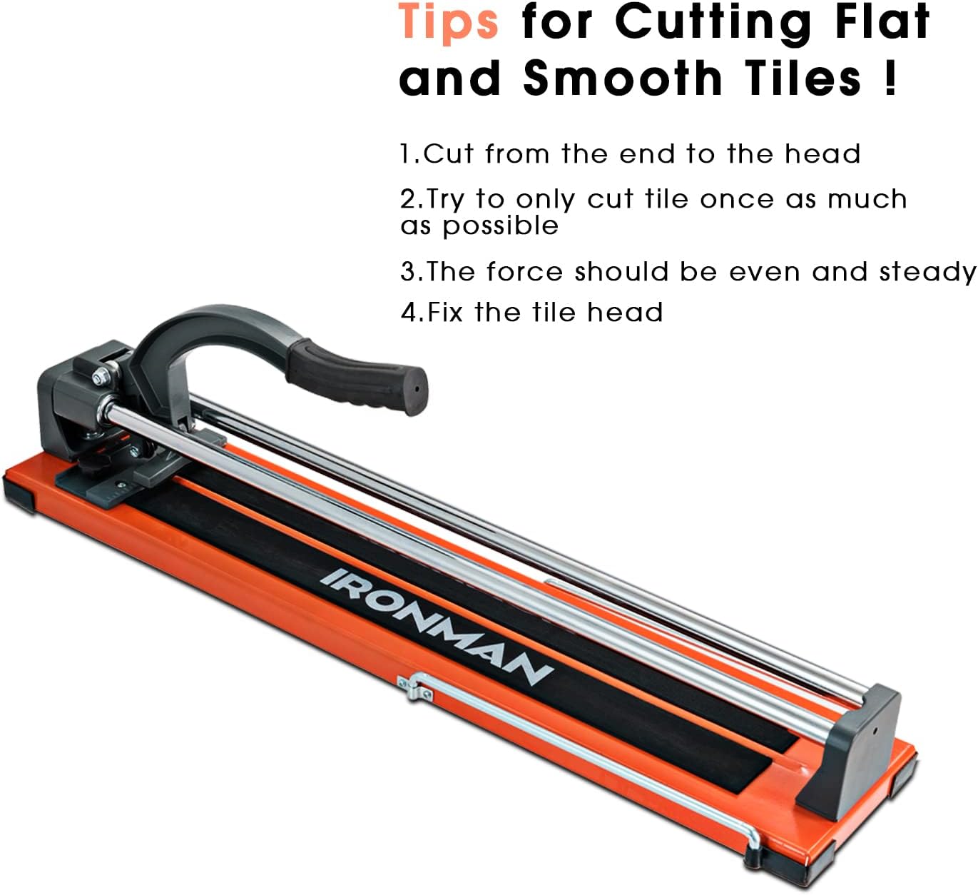 Goplus 24 Inch Manual Tile Cutter, Professional Porcelain Ceramic Floor Tile Cutter with Tungsten Carbide Cutting Wheel, Ergonomic Handle, Anti-skid Feet & Removable Scale