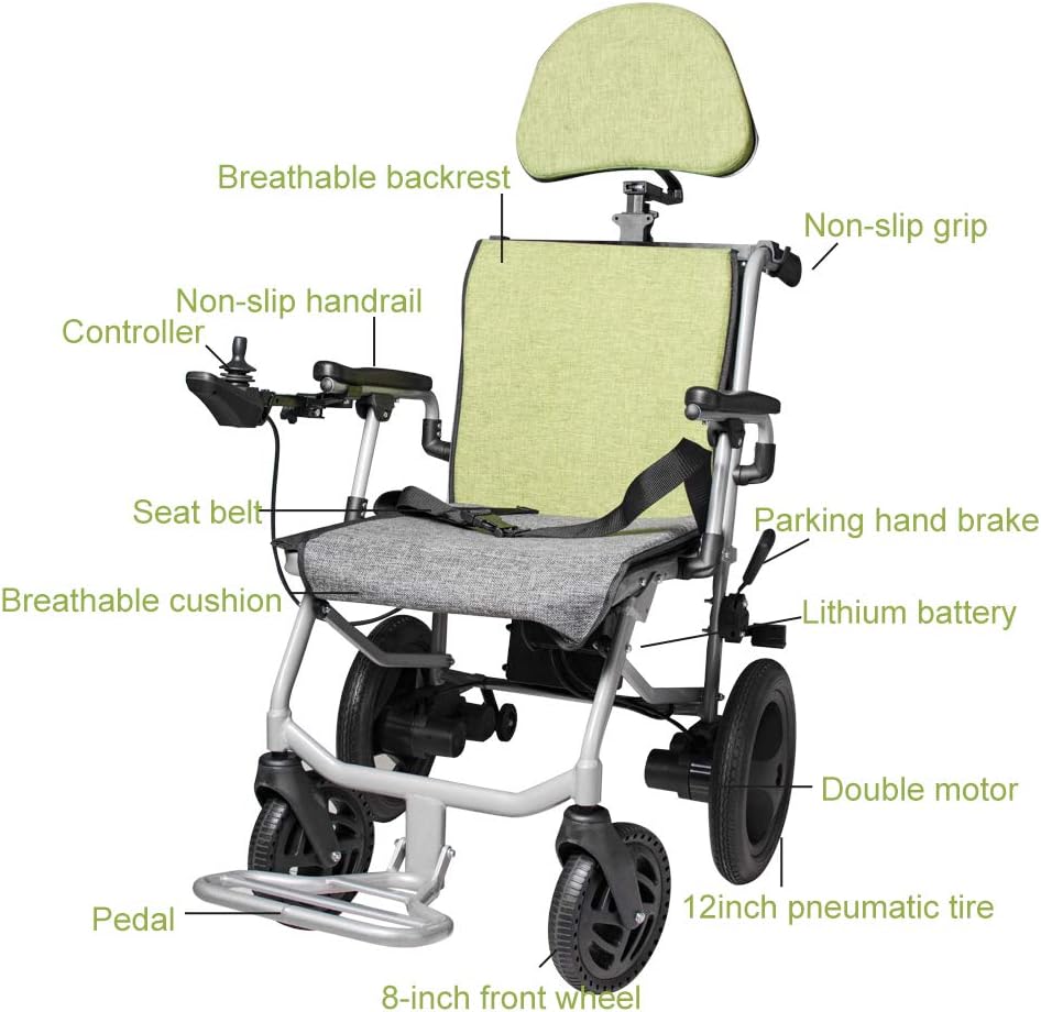 Lightweight Foldable Electric Wheelchair, Portable Folding Carry Wheelchairs, Ship from US