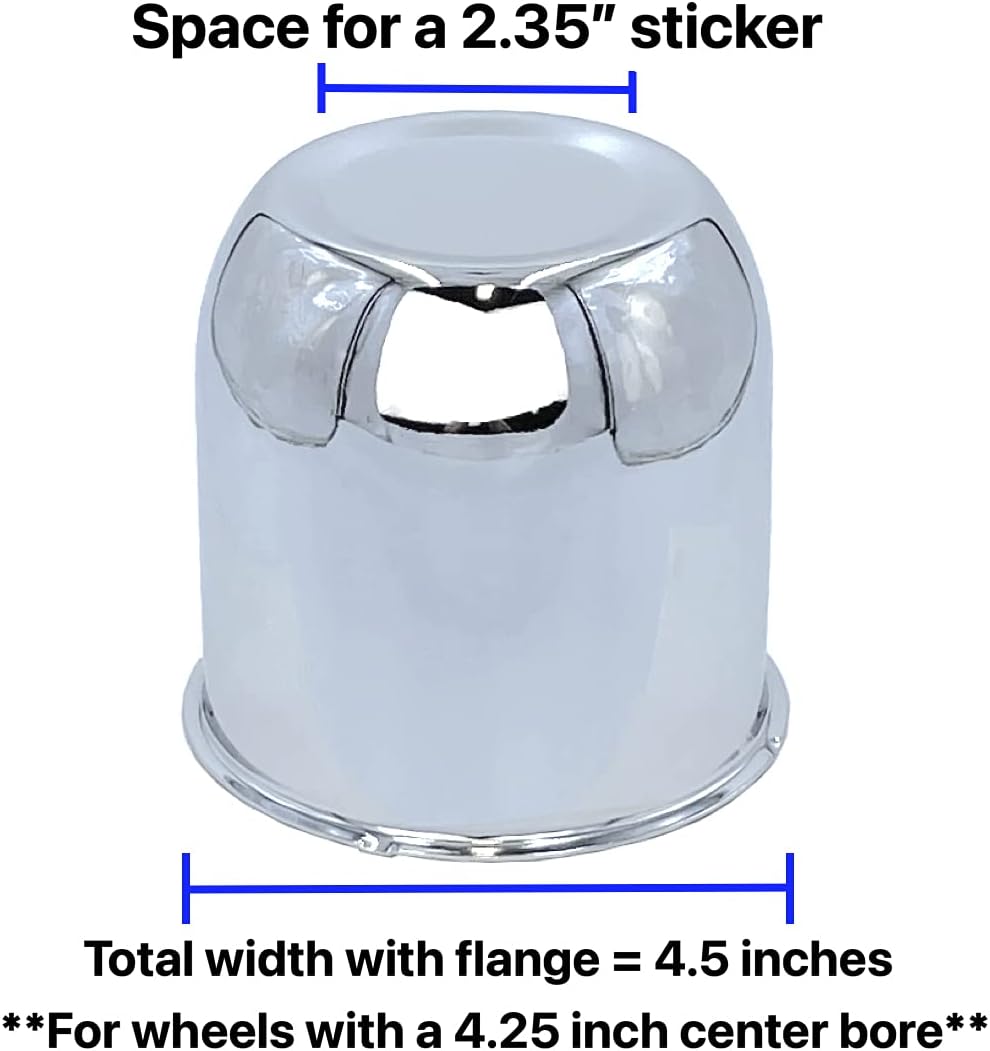 4 Chrome 5.15 Push Through Center Caps for Auto, Truck, Trailer Wheels and Rims
