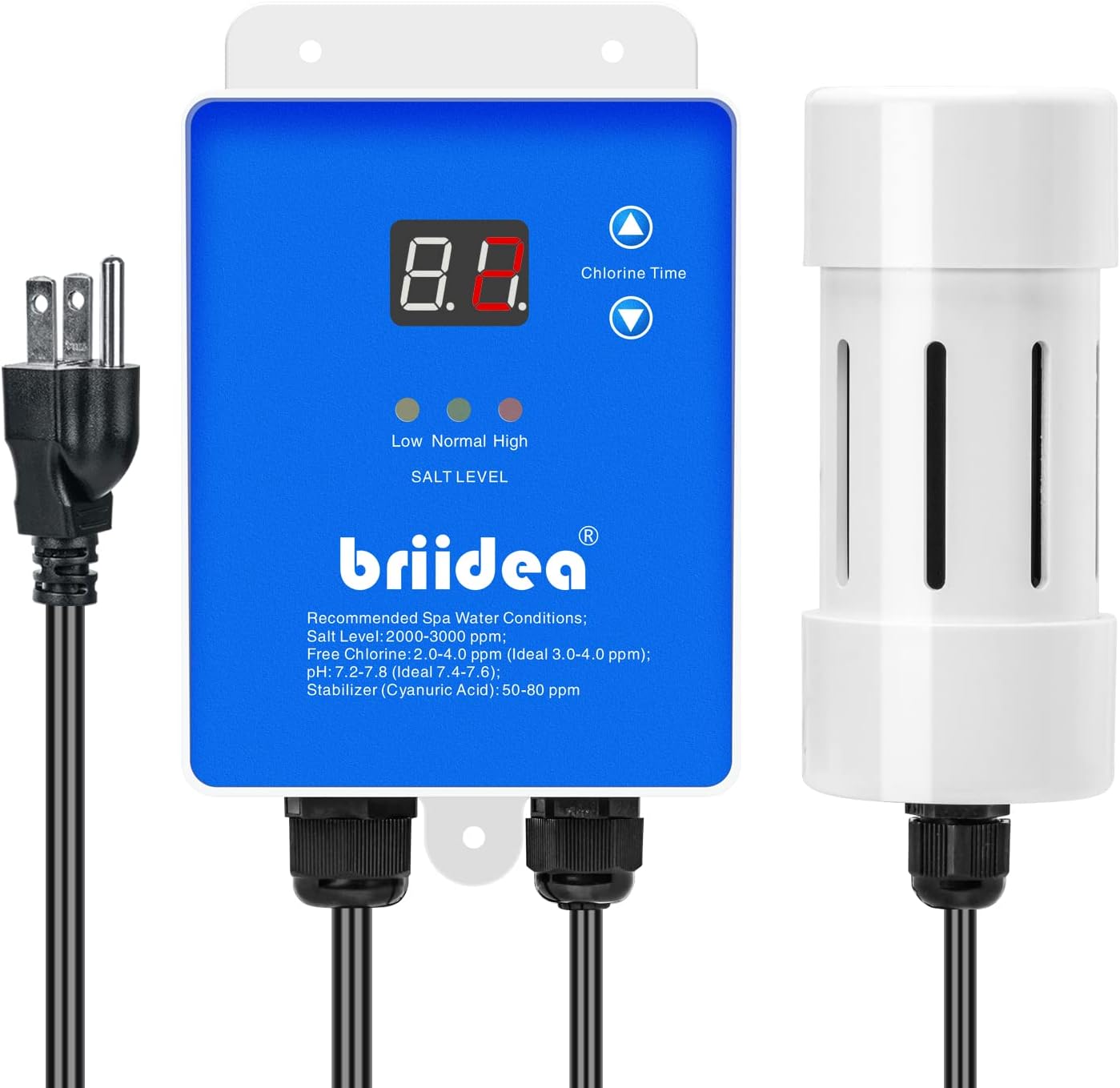 Salt Chlorine Generator, Briidea Chlorine Generator for Hot Tubs & Swim Spas, Up to 2000 Gallons, Chemical-Free