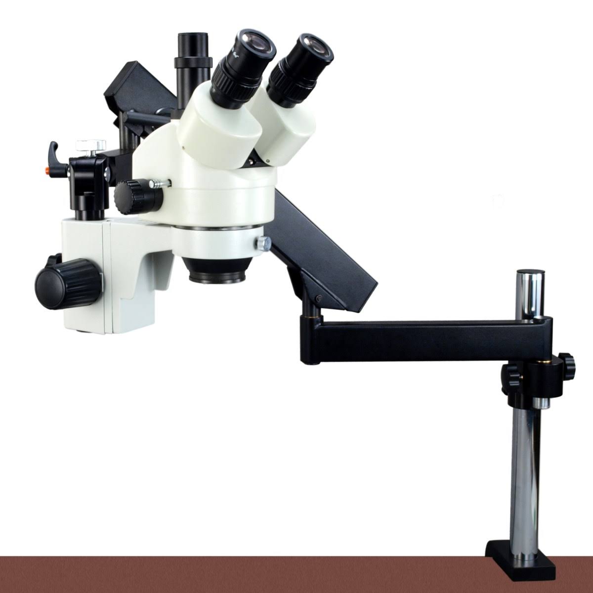 OMAX 3.5X-90X Trinocular Zoom Stereo Microscope on Articulating Arm Stand