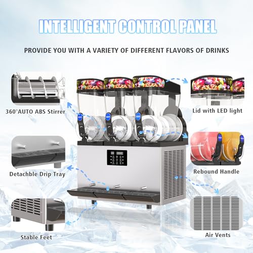 AnyDoor Commercial Slushie Machine - Commercial 110V Slushy Maker Machine 304 Stainless Steel Margarita Machine Efficient Cooling The Ideal Slush Machine for Bars Cafes Restaurants