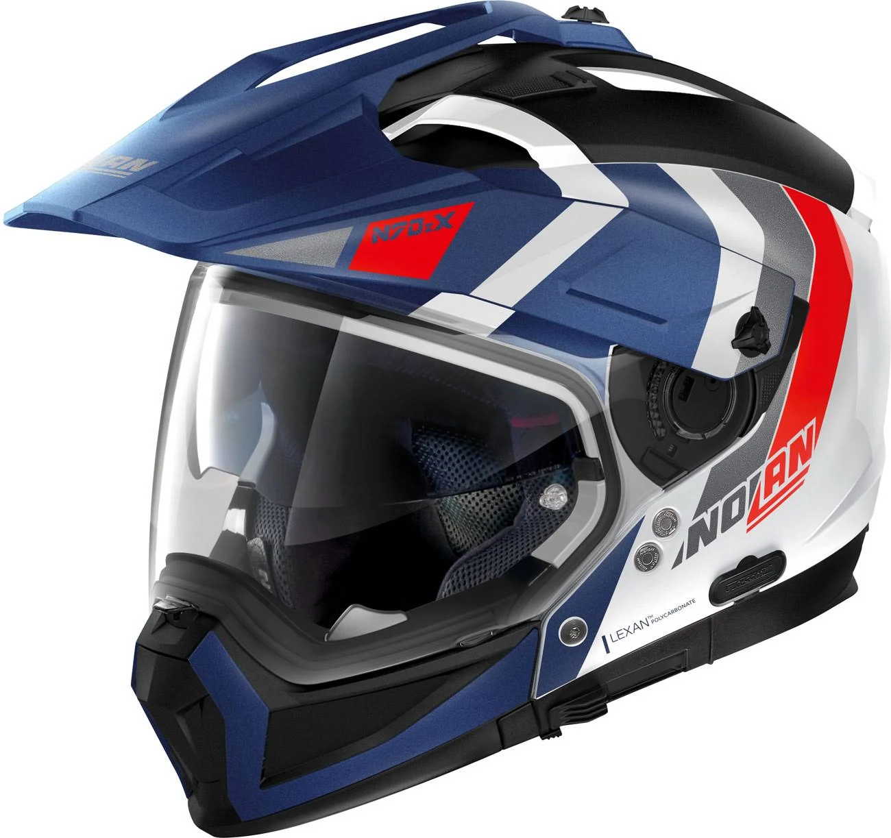 Nolan N70-2 x Decurio N-Com Helmet Blue Red Metal White Size XL
