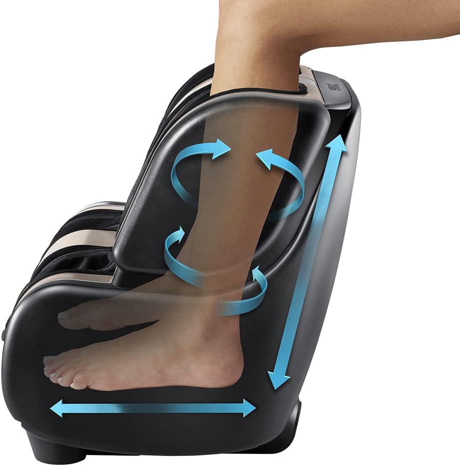 HoMedics Therapist Select 2.0 Foot and Calf Massager Rolling and Vibration, Heat with 6 Programs, 3 Intensities, Adjustable Tilt, and Washable Liners